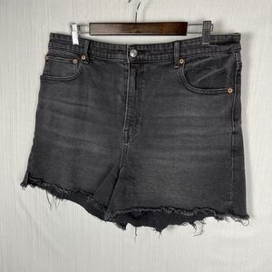 American Eagle Womens 16 Black Denim Highest Rise Boyfriend Short Y2K Grunge